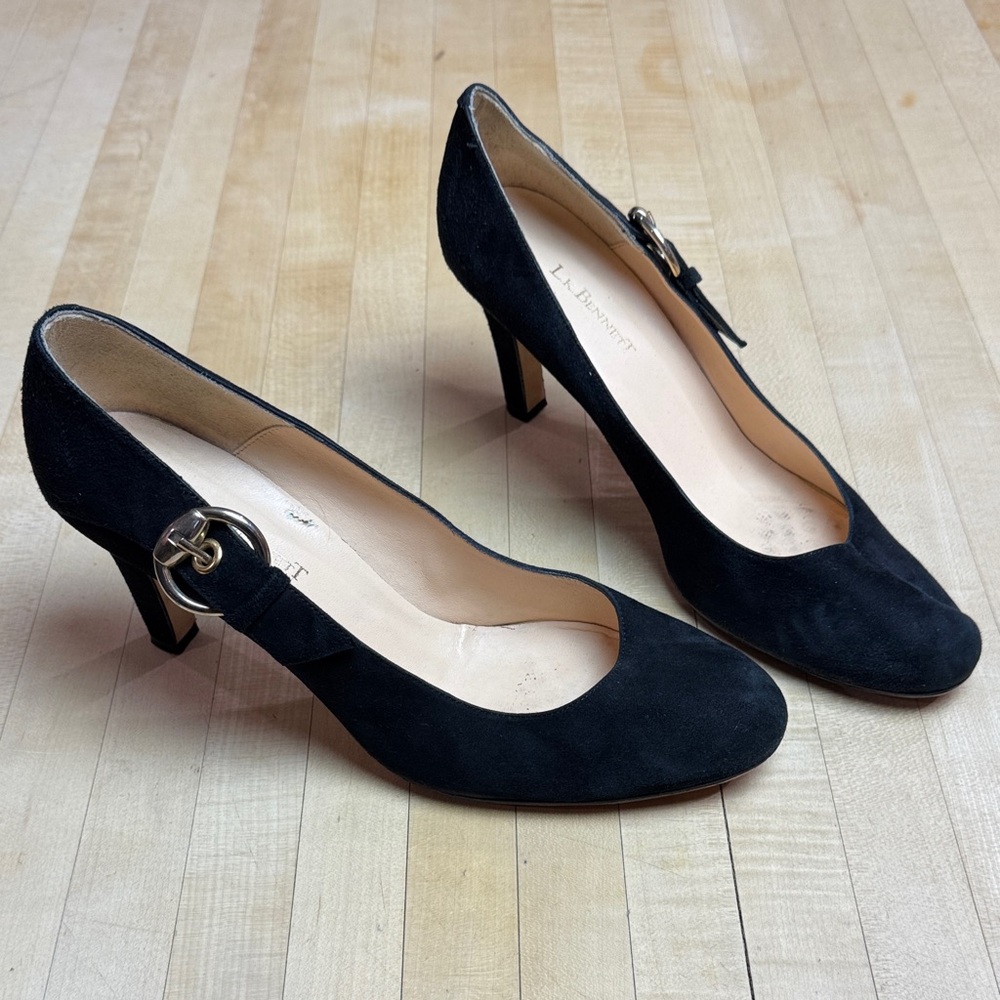 LK Bennett Chic Black Suede Heels